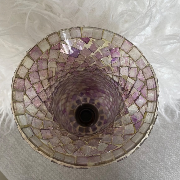 PartyLite Purple Mosaic Glass Tile Hurricane Candle Holder - Picture 2 of 5